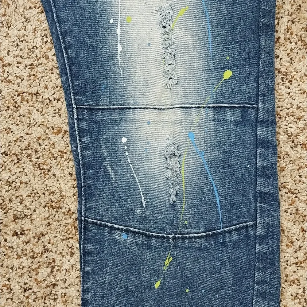 2875 Size 34 X 32 LR Scoop Paint Splatter Jeans